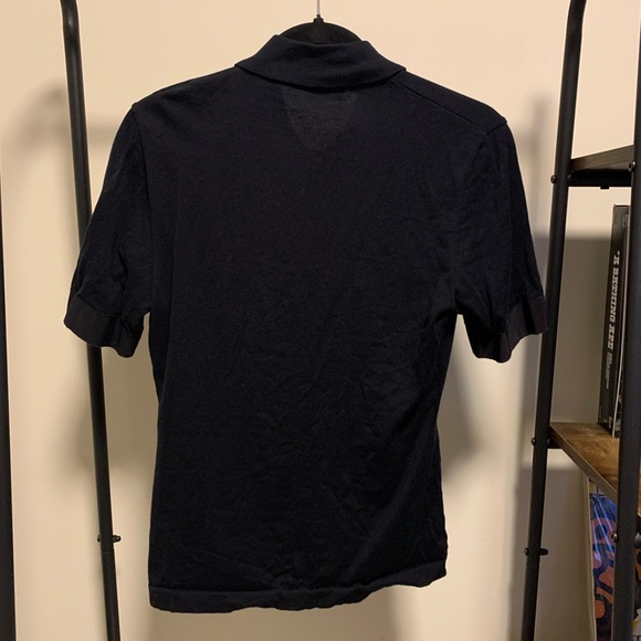 SALVATORE FERRAGAMO knit top with golds buttons collared shirt - Picture 6 of 6